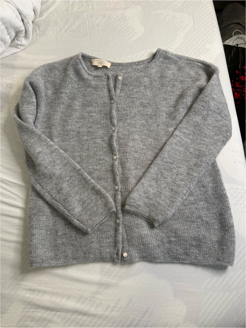 Gray Button-Front Women’s Sweater Cardigan - Picture 2 of 4